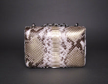 Load image into Gallery viewer, Metallic Gold Snakeskin Motif Python Leather Shoulder Flap Bag - SMALL
