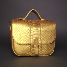 Load image into Gallery viewer, Metallic Gold Snakeskin Leather Small Shoulder bag
