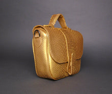 Load image into Gallery viewer, Metallic Gold Snakeskin Leather Small Shoulder bag
