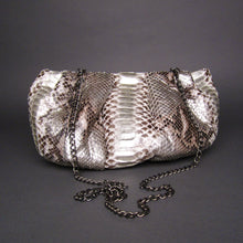 Load image into Gallery viewer, Silver Metallic Python Leather Dumpling Oversized Clutch Shoulder Bag
