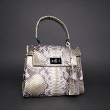 Load image into Gallery viewer, Metallic Gold Snakeskin Leather Small Satchel Top Handle Bag
