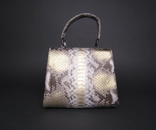 Load image into Gallery viewer, Metallic Gold Snakeskin Leather Small Satchel Top Handle Bag
