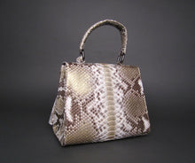 Load image into Gallery viewer, Metallic Gold Snakeskin Leather Small Satchel Top Handle Bag
