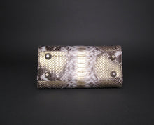 Load image into Gallery viewer, Metallic Gold Snakeskin Leather Small Satchel Top Handle Bag
