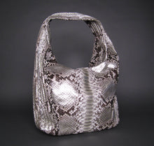 Load image into Gallery viewer, Metallic Silver Snakeskin Python Leather Large Hobo Bag
