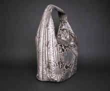 Load image into Gallery viewer, Metallic Silver Snakeskin Python Leather Large Hobo Bag
