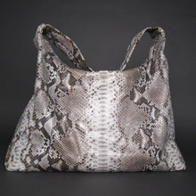 Load image into Gallery viewer, Natural White Snakeskin Leather XL Shoulder Bag
