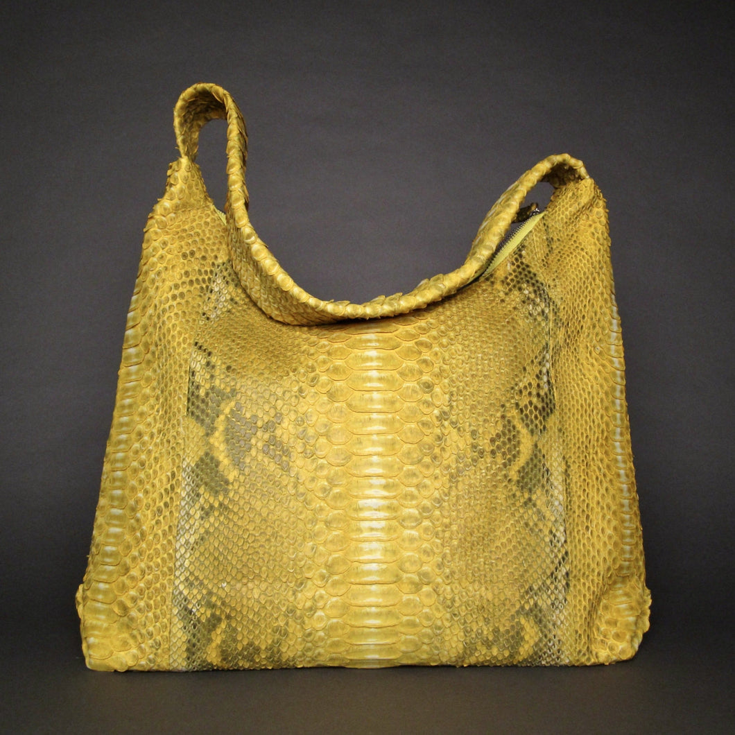 XL Stonewashed Leather Yellow Designer Bag