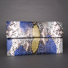 Load image into Gallery viewer, Blue Yellow Multicolor Exotic Python Leather Clutch Bag
