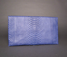 Load image into Gallery viewer, Blue Exotic Python Leather Clutch Bag
