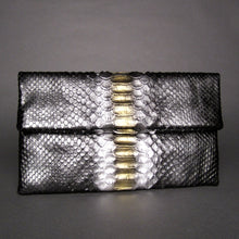 Load image into Gallery viewer, Front Metallic Black Clutch Bag
