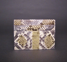 Load image into Gallery viewer, Metallic Gold Motif Snakeskin Leather Slot Card Holder
