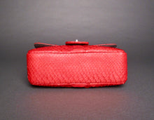 Cargar imagen en el visor de la galería, Bottom Red Python Leather Shoulder Flap Bag - LARGE

