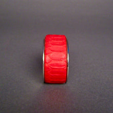 Cargar imagen en el visor de la galería, Red Python Leather Plated Enamel Bangle Bracelet
