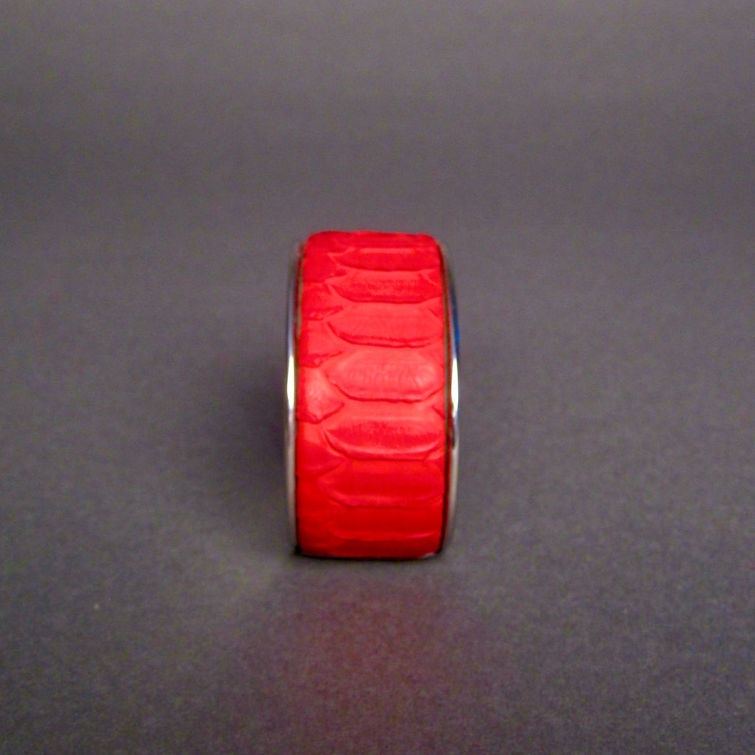 Red Python Leather Plated Enamel Bangle Bracelet