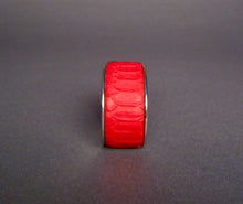 Load image into Gallery viewer, Red Python Leather Plated Enamel Bangle Bracelet
