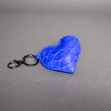 Load image into Gallery viewer, Cobalt Blue Python Leather Heart Key Holder and Charm - Large
