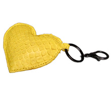 Load image into Gallery viewer, Yellow Python Leather Heart Key Holder and Charm - Large
