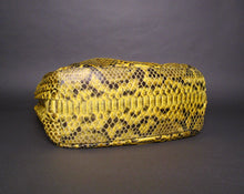 Load image into Gallery viewer, Yellow and Black Python Snakeskin Leather Large Hobo Bag

