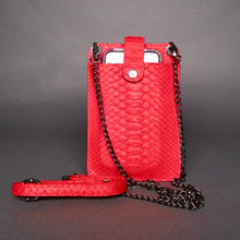 Load image into Gallery viewer, Red python leather cellphone holder crossbody bag
