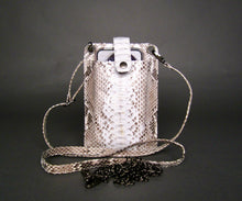 Load image into Gallery viewer, Natural white python leather cellphone holder crossbody bag
