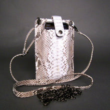 Load image into Gallery viewer, Natural white python leather cellphone holder crossbody bag
