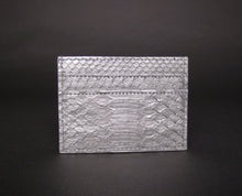 Load image into Gallery viewer, Metallic Silver Python Leather Slot Card Holder
