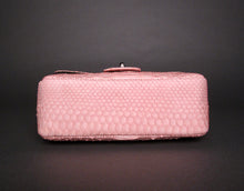 Load image into Gallery viewer, Light Pink Python Leather Shoulder Flap Bag - LARGE

