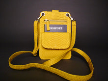 Load image into Gallery viewer, Yellow python leather cellphone holder crossbody bag

