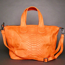 Cargar imagen en el visor de la galería, Orange Python Leather Nightingale Tote Shoulder bag
