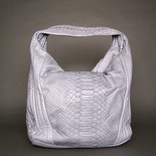 Load image into Gallery viewer, Grey Hobo Bag in Genuine Python Leather
