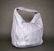 Load image into Gallery viewer, Grey Hobo Bag in Genuine Python Leather
