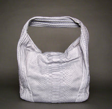 Cargar imagen en el visor de la galería, Grey Hobo Bag in Genuine Python Leather
