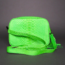 Load image into Gallery viewer, Green Lime Snakeskin Python Leather Crossbody Camera Bag
