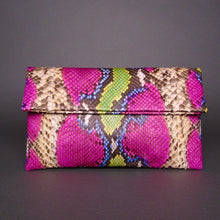 Load image into Gallery viewer, Multicolor Fuchsia Lemon Leather Clutch Bag
