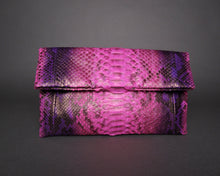 Load image into Gallery viewer, Purple Pink Multicolor Exotic Python Leather Clutch Bag
