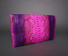 Load image into Gallery viewer, Purple Pink Multicolor Exotic Python Leather Clutch Bag
