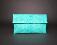 Load image into Gallery viewer, Teal Blue Leather Clutch Bag
