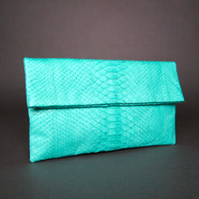 Load image into Gallery viewer, Teal Blue Leather Clutch Bag
