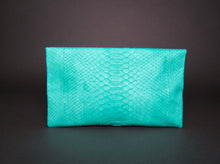 Load image into Gallery viewer, Teal Blue Leather Clutch Bag
