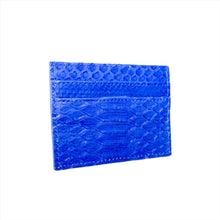 Cargar imagen en el visor de la galería, Blue Cobalt Python Leather Slot Card Holder
