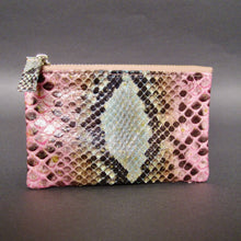 Load image into Gallery viewer, Multicolor Python Leather  Zip Pouch
