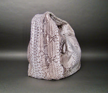 Load image into Gallery viewer, Natural White Snakeskin Motif Leather Large Hobo Bag
