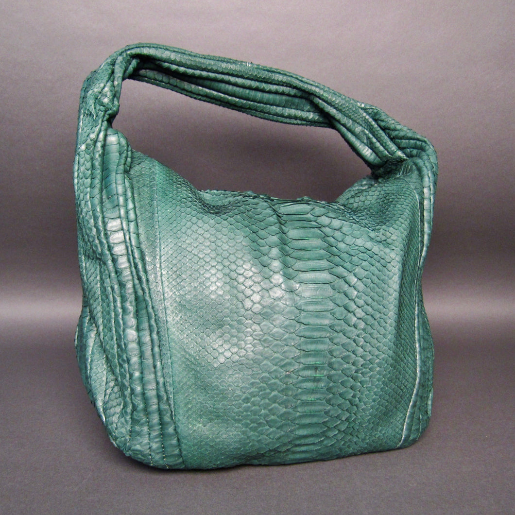  Green Python Leather Large Hobo Bag