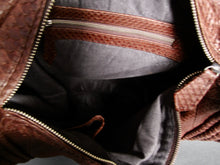 Load image into Gallery viewer, Interior Brown Leather Hobo Bag in Genuine Python Leather
