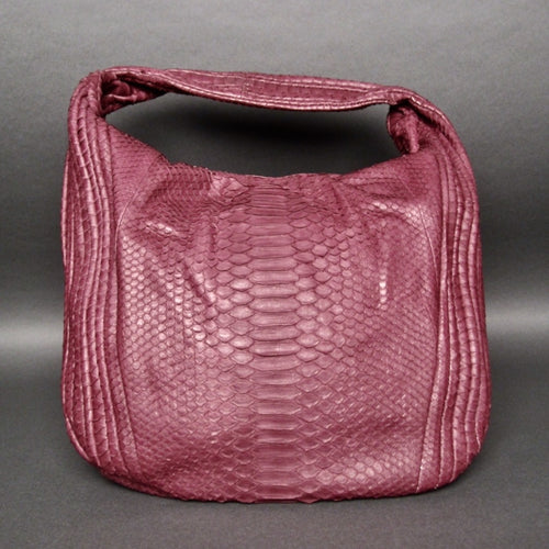 Burgundy  Python Leather Large Hobo Bag