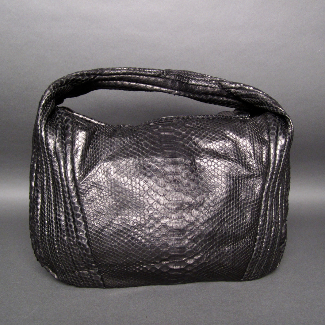 Black Snakeskin Python Large Hobo Bag