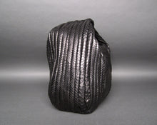 Load image into Gallery viewer, Black Glazed Snakeskin Leather Large Hobo Bag
