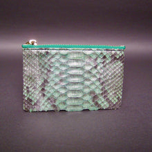 Load image into Gallery viewer, Green Motif Python Leather Zip Pouch
