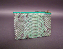 Load image into Gallery viewer, Green Snakeskin Leather Zip Pouch
